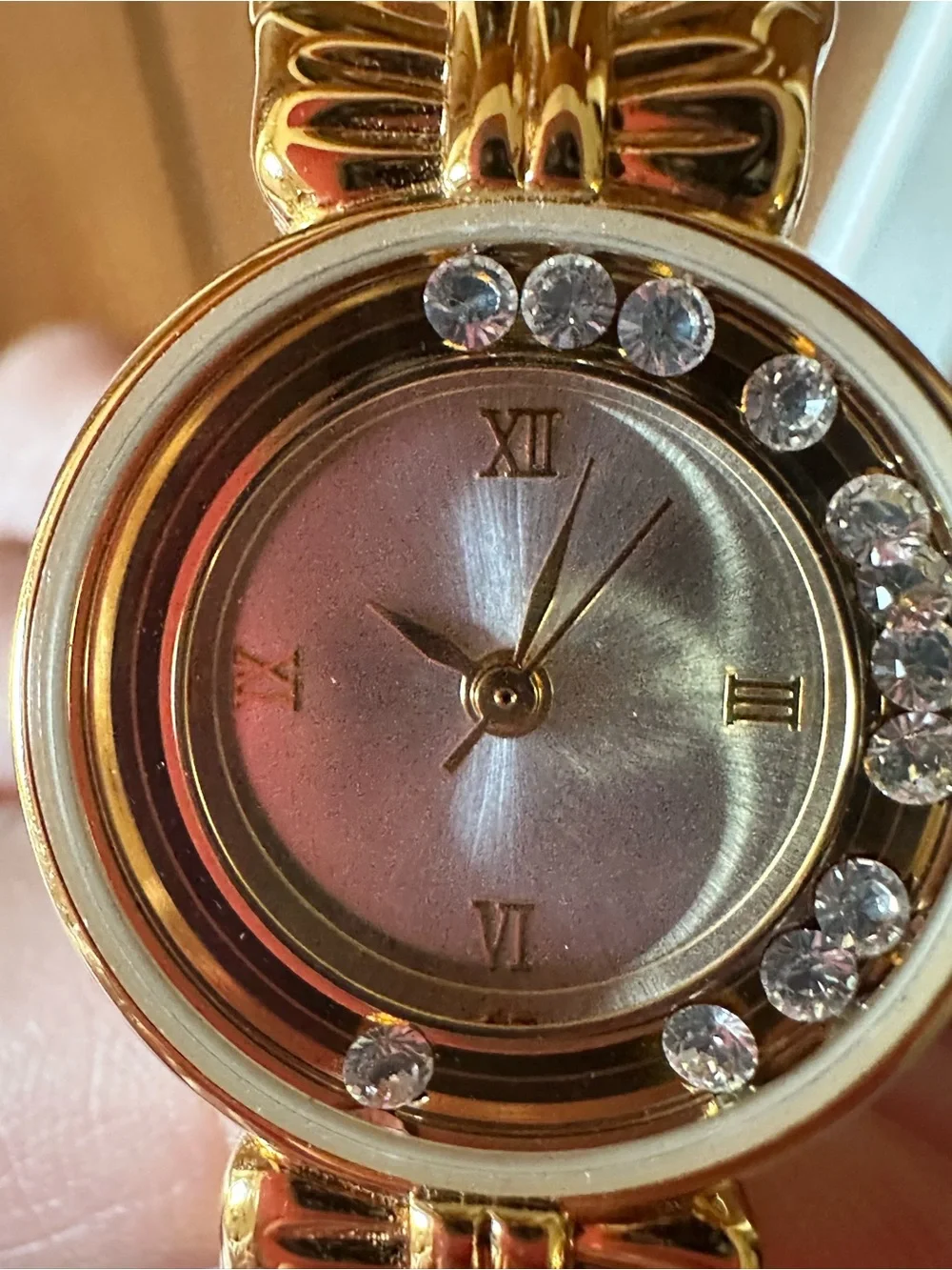 Gold Tone Women's Crystal Accent Bangle Watch